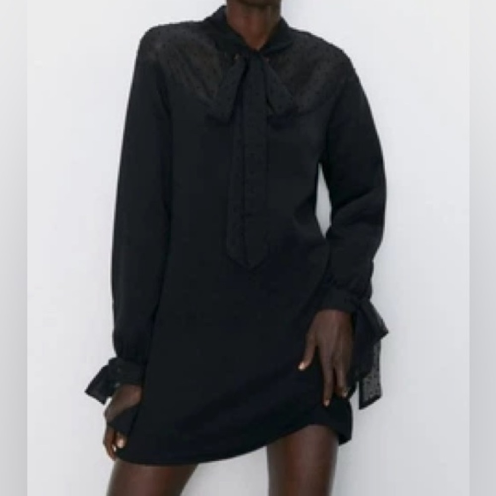 Zara Black Textured Mesh Top